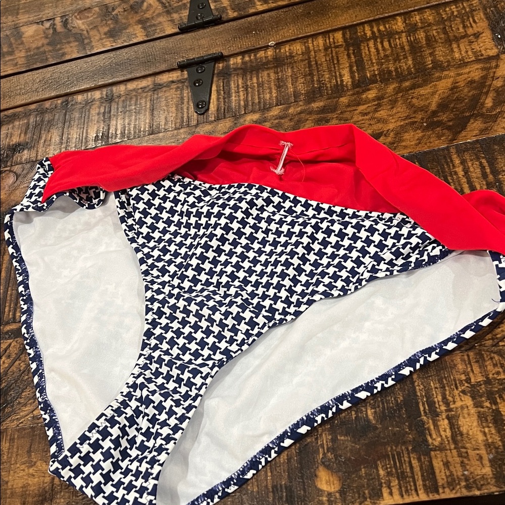 Red and Blue Patterned Bikini Bottom - Picture 3 of 10